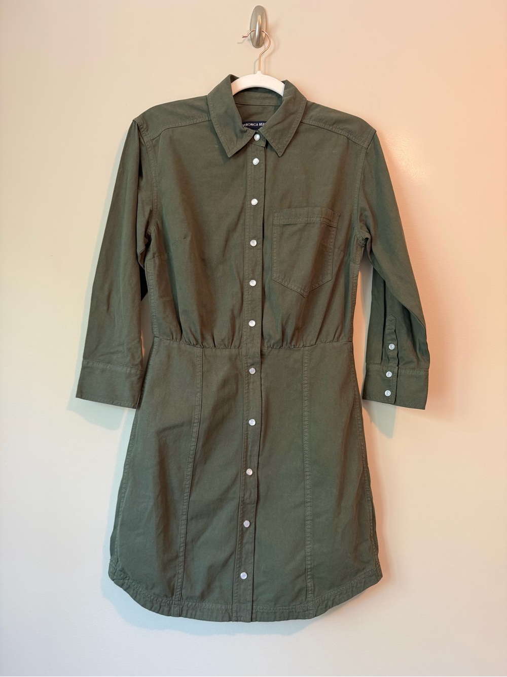 Veronica Beard Keston Twill Mini Shirtdress Olive Green Sz 4 VGUC